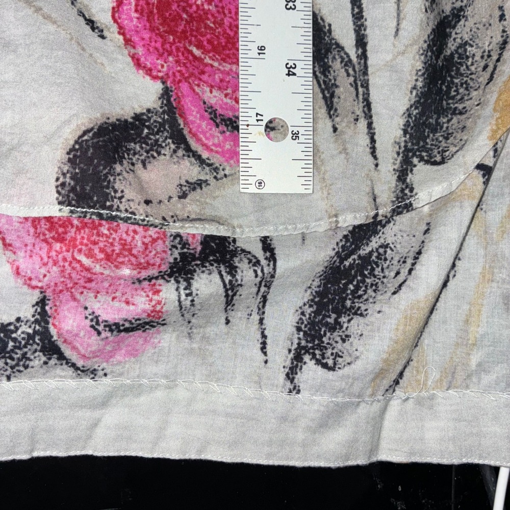 RL Pret Abstract Floral Tunic Blouse 3/4 Sleeve V-neck Light Weight Women Sz 10 - Picture 7 of 8